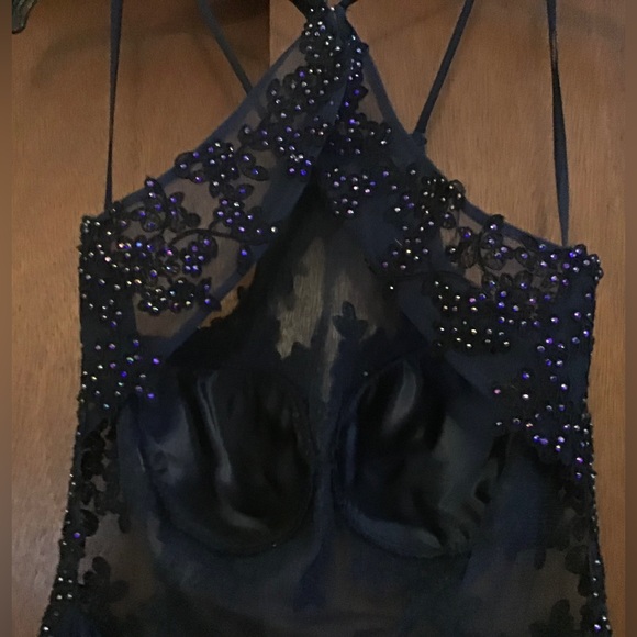 Blondes Nites beadwork embroidered Gown by Stacy Sklar: size 13 gown.and shoes. - Picture 3 of 12